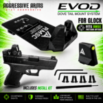 AGGRESSIVE ARMS DOVE MOUNT SYSTEM for Glock RMSC Slide Sight Adapter with Front V2 FIBER OPTIC SIGHT + COMES WITH INSTALL TOOLS