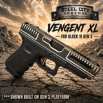 STEEL CITY ARSENAL VENGENT XL - BIG FRONT PORT FLUTED - KODIAK BRONZE with CUSTOM POLISHED EDGES - EXTENDED SLIDE - MATCHING TRIGGER  & RMR COVER PLATE FOR GLOCK 19 GEN 5 - Image 2