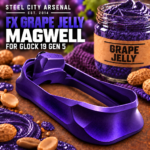 AGGRESSIVE ARMS / STEEL CITY R-LINE for GLOCK GEN 5 - 19 - 23 CNC BILLET ALUMINUM TRIGGER AND MAGWELL - PEANUT BUTTER JELLY THEME - FX PURPLE - PEANUT BUTTER SAFETY - Image 4