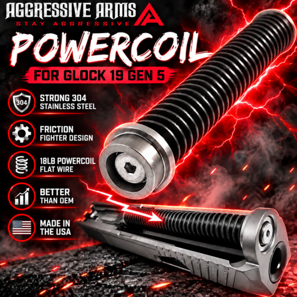 AGGRESSIVE ARMS The POWERCOIL STAINLESS STEEL GUIDE ROD SPRING ASSEMBLY SYSTEM For GLOCK 19 GEN 5