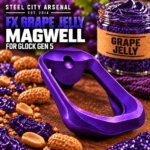 AGGRESSIVE ARMS / STEEL CITY R-LINE for GLOCK GEN 5 - 19 - 23 CNC BILLET ALUMINUM TRIGGER AND MAGWELL - PEANUT BUTTER JELLY THEME - FX PURPLE - PEANUT BUTTER SAFETY - Image 7