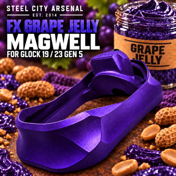 STEEL CITY ARSENAL GLOCK 19 - 23 GEN 5 ENHANCED "TACDOM EXCLUSIVE" FX PURPLE GRAPE JELLY MAGWELL – FITS OEM GLOCK FACTORY FRAMES