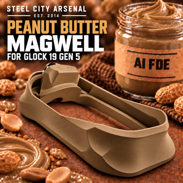 STEEL CITY ARSENAL GLOCK 19 - 23 GEN 5 ENHANCED "TACDOM EXCLUSIVE" AI FDE PEANUT BUTTER MAGWELL – FITS OEM GLOCK FACTORY FRAMES