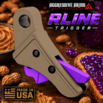 AGGRESSIVE ARMS / STEEL CITY R-LINE for GLOCK 43X - 48 GEN 5 CNC BILLET ALUMINUM TRIGGER AND MAGWELL - PEANUT BUTTER JELLY THEME - PEANUT TAN - FX PURPLE SAFETY - Image 8