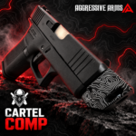 AGGRESSIVE ARMS Cartel TOPOGRAPHY SERIES PORTED Recoil REDUCTION COMPENSATOR for GLOCK 43 43x 48 - BLACK TOPO - 1/2x28 TPI Thread - Image 2