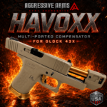 AGGRESSIVE ARMS HAVOXX 7 PORT COMPENSATOR SYSTEM FOR GLOCK 43X FDE TAN - RECOIL REDUCTION - 1/2X28 TPI - POWER UNI-COIL GUIDE ROD INCLUDED - Image 5
