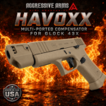 AGGRESSIVE ARMS HAVOXX 7 PORT COMPENSATOR SYSTEM FOR GLOCK 43X FDE TAN - RECOIL REDUCTION - 1/2X28 TPI - POWER UNI-COIL GUIDE ROD INCLUDED - Image 3