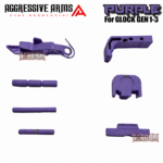 AGGRESSIVE ARMS PURPLE CERAKOTED PARTS FOR GLOCK GEN 1 2 3 4* - SLIDE RELEASE / LOCK - SLIDE LOCK - PINS - REAR COVER PLATE - MAGAZINE CATCH - Image 2