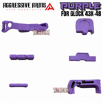 AGGRESSIVE ARMS PURPLE CERAKOTED PARTS FOR GLOCK 43X / 48 - GHOST EXTENDED SLIDE RELEASE / CATCH - SLIDE LOCK - PINS - REAR COVER PLATE - MAGAZINE CATCH - Image 2