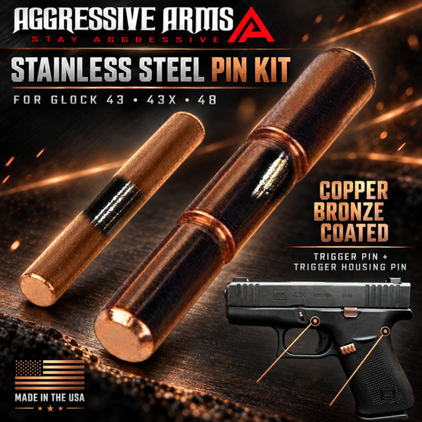 AGGRESSIVE ARMS COPPER BRONZE OVER STAINLESS STEEL UPGRADE Performance for GLOCK 42 43 43X 48 Pins