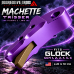 AGGRESSIVE ARMS MACHETTE EDITION for GLOCK GEN 1 2 3 4 5 6 "6061 BILLET ALUMINUM" TRIGGER VIOLET PURPLE ANODIZED/ PEANUT BUTTER SAFETY - Image 4
