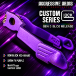 AGGRESSIVE ARMS & OEM GLOCK Extended Slide Stop SATIN FX PURPLE Release for GLOCK GEN 5 & 6 - 17 19 22 23 26 34 45 4921 - Image 2