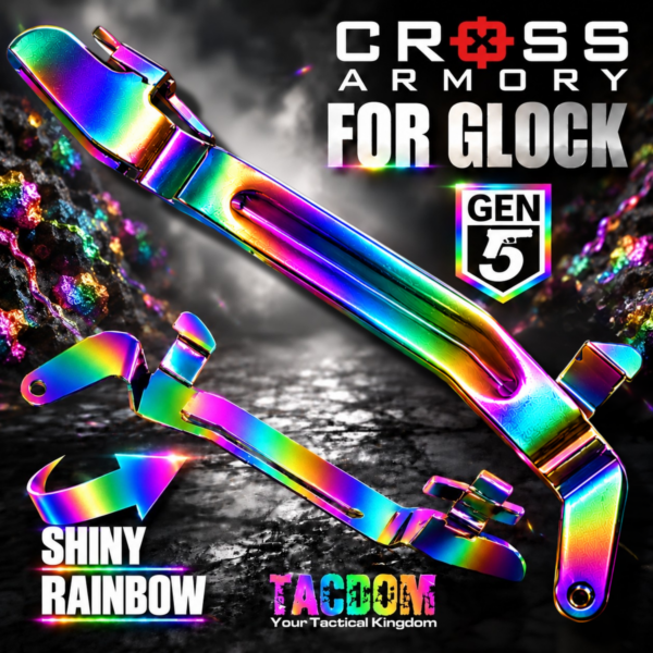 CROSS ARMORY ENHANCED Trigger BAR for GEN 5 Glock 17 - 19 - 22 - 23 - 24 - 26 - 27 - 31 - 32 - 33 - 34 - 35 - 45 SHINY RAINBOW0 PLATED