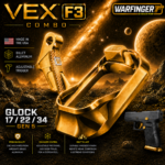 WARFINGER by Ranger Proof for GLOCK 17 / 22 / 34 ENHANCED ANODIZED GOLD BILLET ALUMINUM MAGWELL + VEX F3 ADJUSTABLE TRIGGER – FITS GEN 5 OEM FACTORY FRAMES