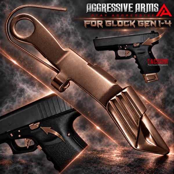 AGGRESSIVE Extended Slide Stop SHINY BRONZE COPPER PLATED Release for GLOCK GEN 1 - 4 - ERGO DESIGN - 17 19 20 21 22 23 24 25 26 27 31 32 33 34 35