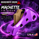 AGGRESSIVE ARMS MACHETTE EDITION for GLOCK GEN 1 2 3 4 5 6 "6061 BILLET ALUMINUM" TRIGGER VIOLET PURPLE ANODIZED/ PEANUT BUTTER SAFETY - Image 3