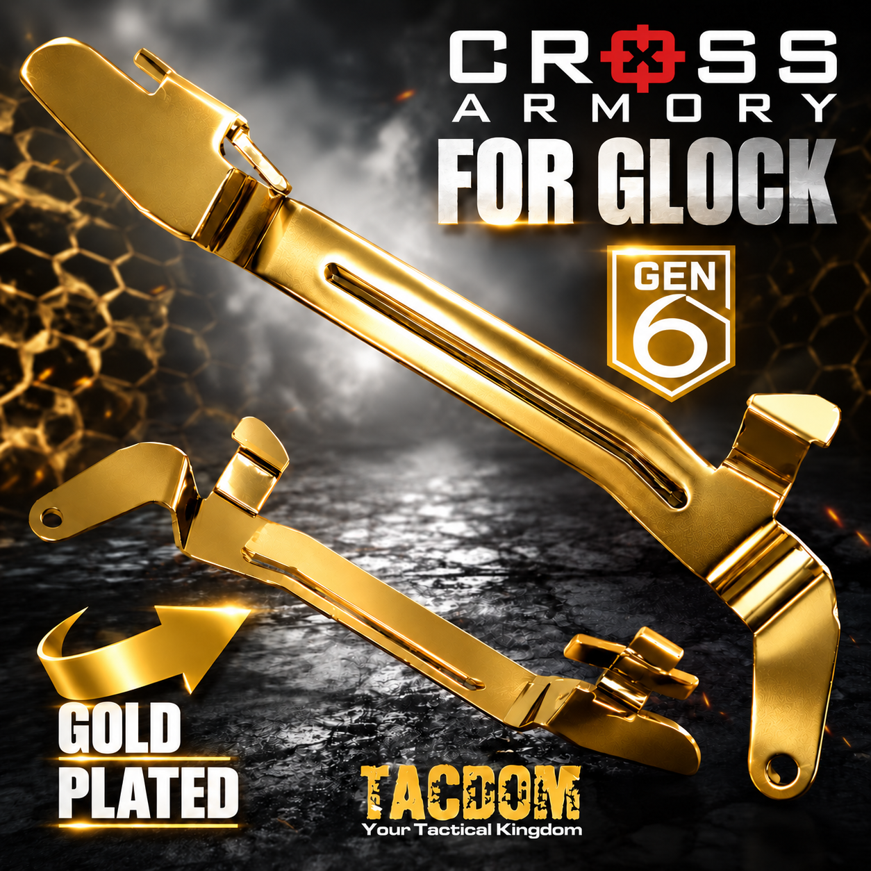c1a0a5c8-7d63-4104-9365-3aac32324996 CROSS ARMORY ENHANCED Trigger BAR for GEN 6 Glock 17 - 19 - 19x - 45 - GOLD PLATED - Image 1