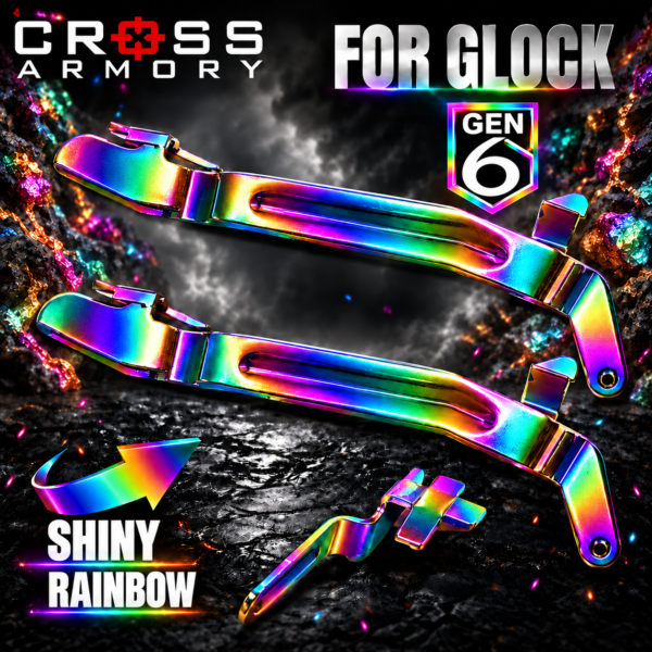 CROSS ARMORY ENHANCED Trigger TWO X2 BAR for GEN 6 Glock 17 - 19 - 19x - 45 - SHINY RAINBOW PLATED