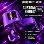 AGGRESSIVE ARMS & OEM GLOCK Extended Slide Stop SATIN FX PURPLE Release for GLOCK GEN 5 & 6 - 17 19 22 23 26 34 45 4921 - Image 3