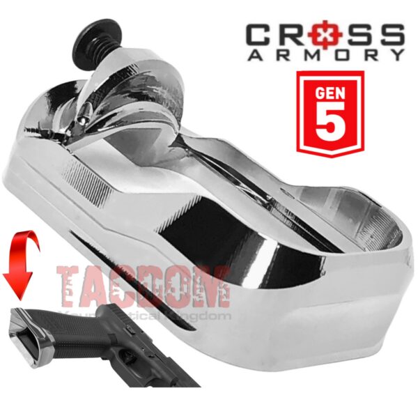 Cross Armory Enhanced Glock 17 - 22 - 34 Gen 5 CNC Aluminum Flared Magwell SILVER "CHROME LIKE" Magazine well